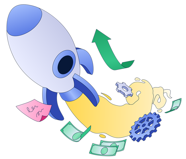 Successful startup business launch with money